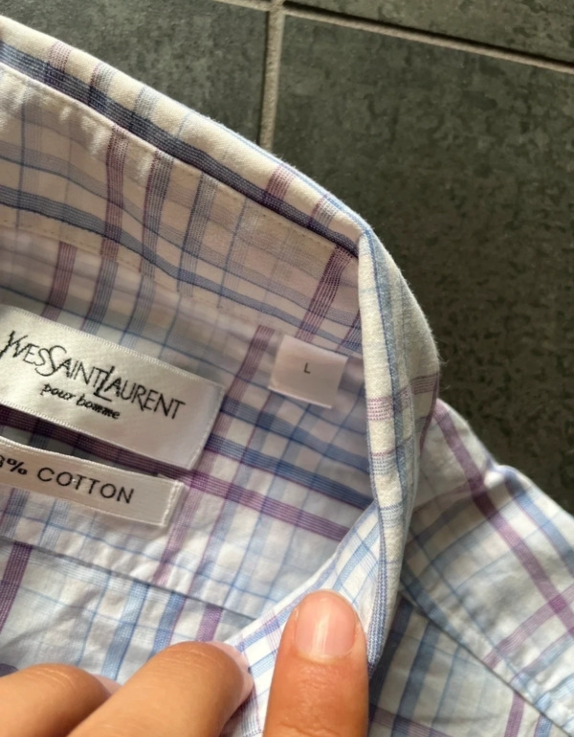 Yves Saint Laurent checkered button-up (Str L)