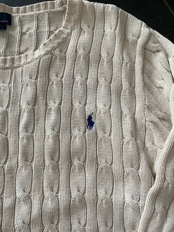 Polo Ralph Lauren striktrøje hvid (Str M)