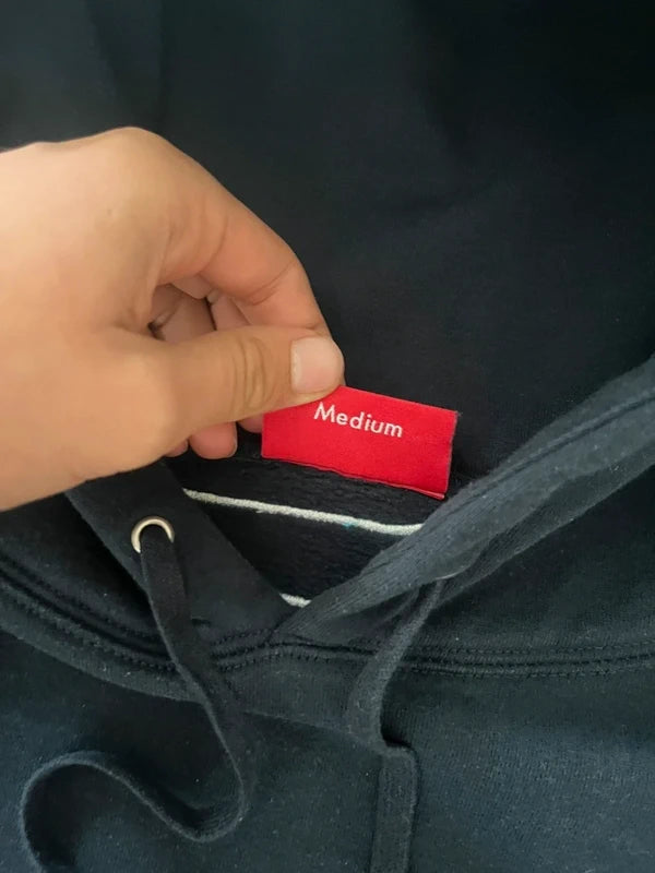 Supreme satin Applique hoodie navy blue (Str M)