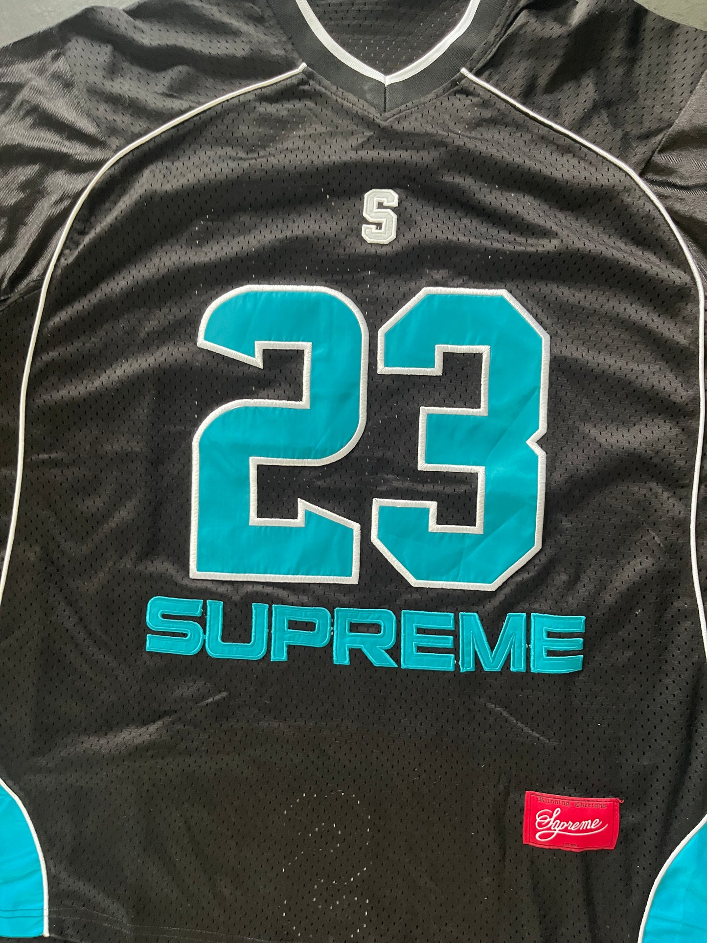 Supreme Perfect season Black and Blue football Jersey (Str L)