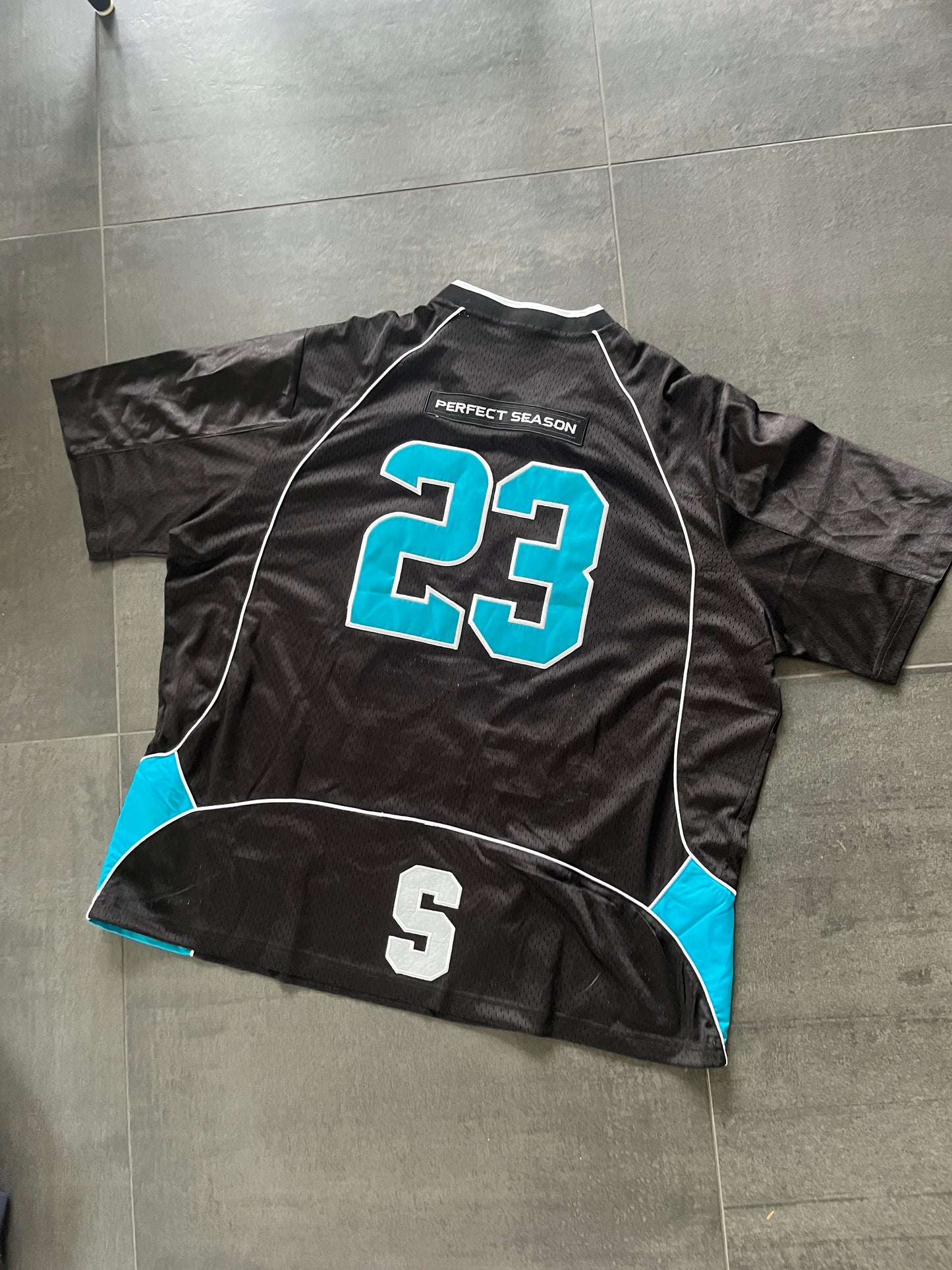 Supreme Perfect season Black and Blue football Jersey (Str L)