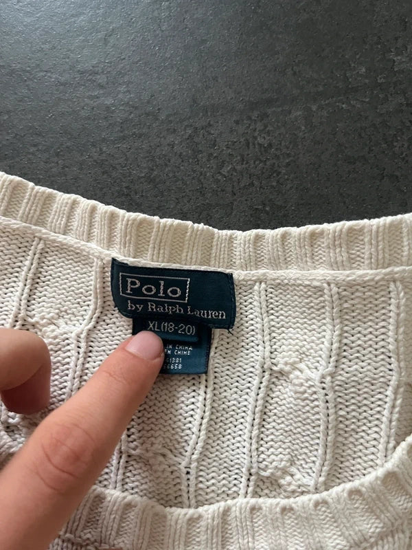 Polo Ralph Lauren striktrøje hvid (Str M)