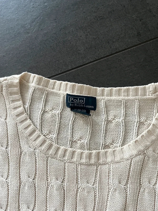 Polo Ralph Lauren striktrøje hvid (Str M)