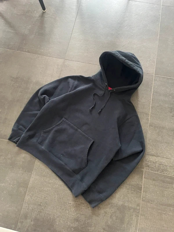 Supreme satin Applique hoodie navy blue (Str M)