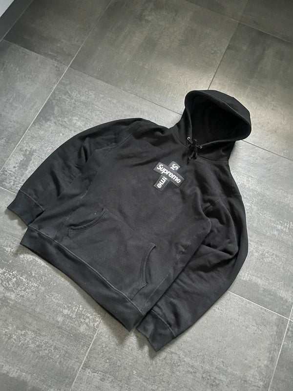 Supreme cross box logo hoodie Black (Str XL)