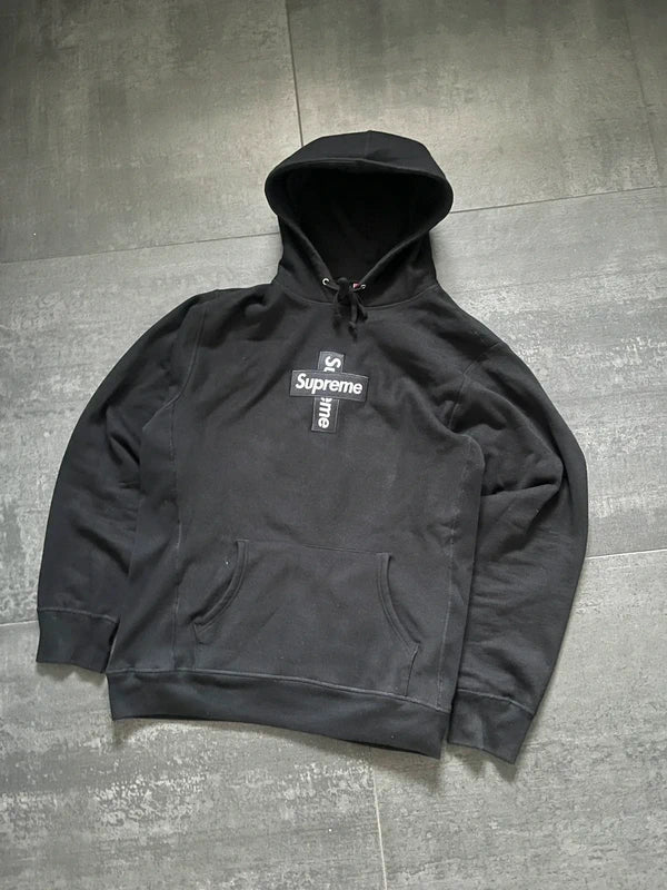 Supreme cross box logo hoodie Black (Str XL)