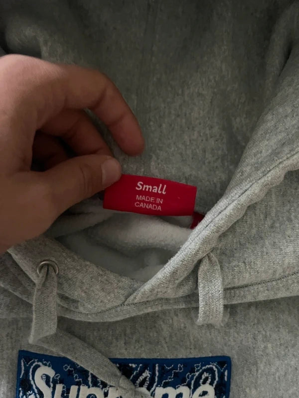 Supreme Blue bandana box logo hoodie Grey (Str S)