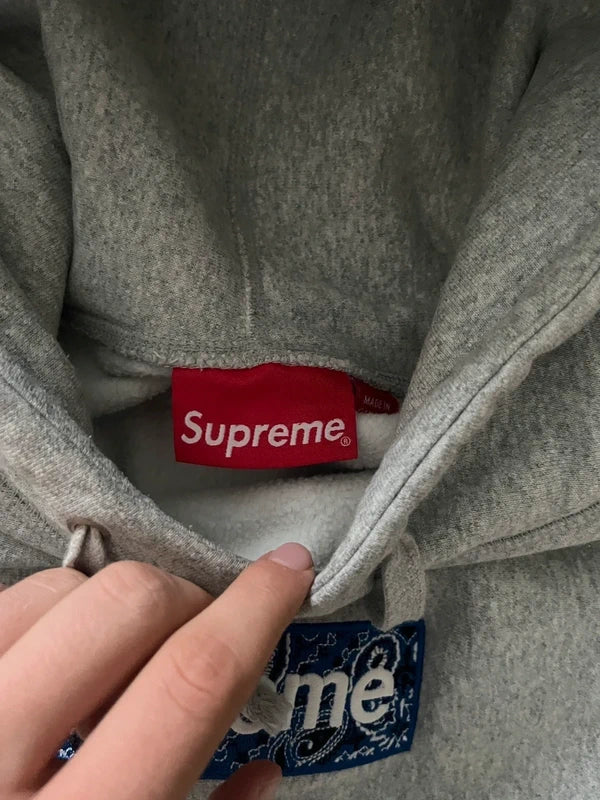 Supreme Blue bandana box logo hoodie Grey (Str S)