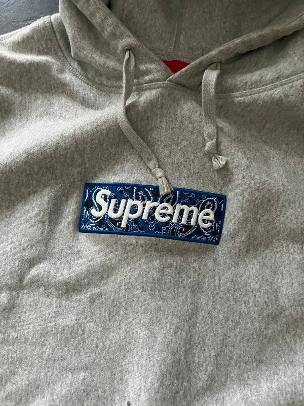 Supreme Blue bandana box logo hoodie Grey (Str S)