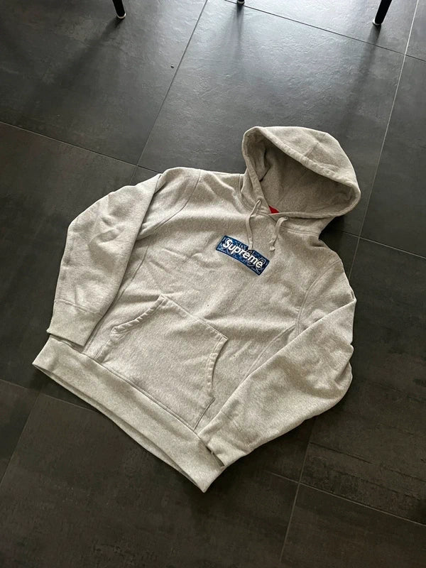 Supreme Blue bandana box logo hoodie Grey (Str S)