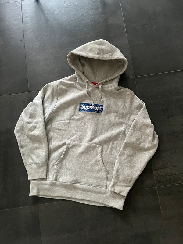 Supreme Blue bandana box logo hoodie Grey (Str S)