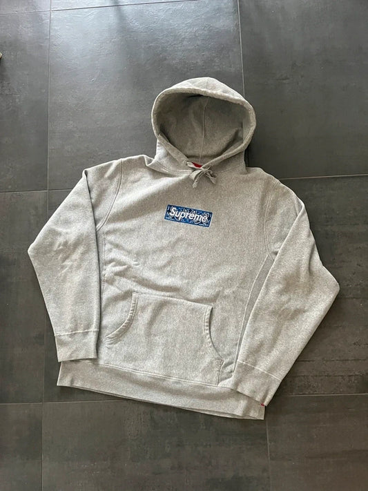 Supreme Blue bandana box logo hoodie Grey (Str L)