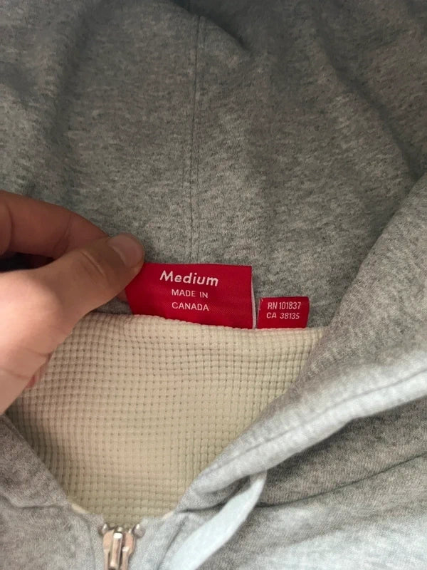 Supreme Arc thermal lined zip up hooded sweatshirt Grey (Str M)