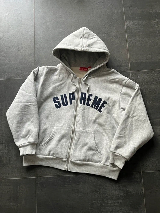 Supreme Arc thermal lined zip up hooded sweatshirt Grey (Str M)