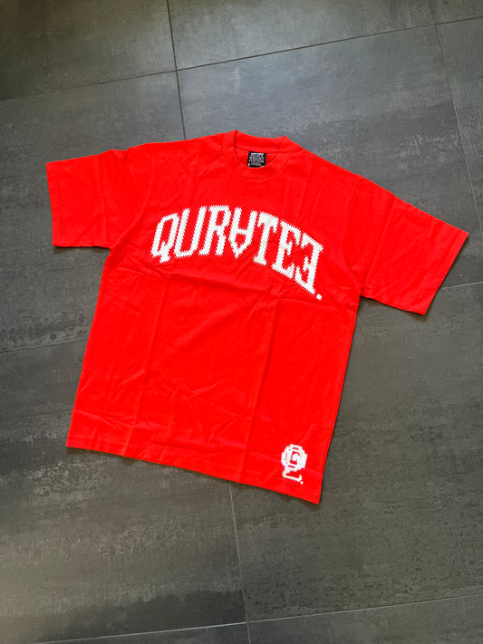 Quratee orange spell out tee