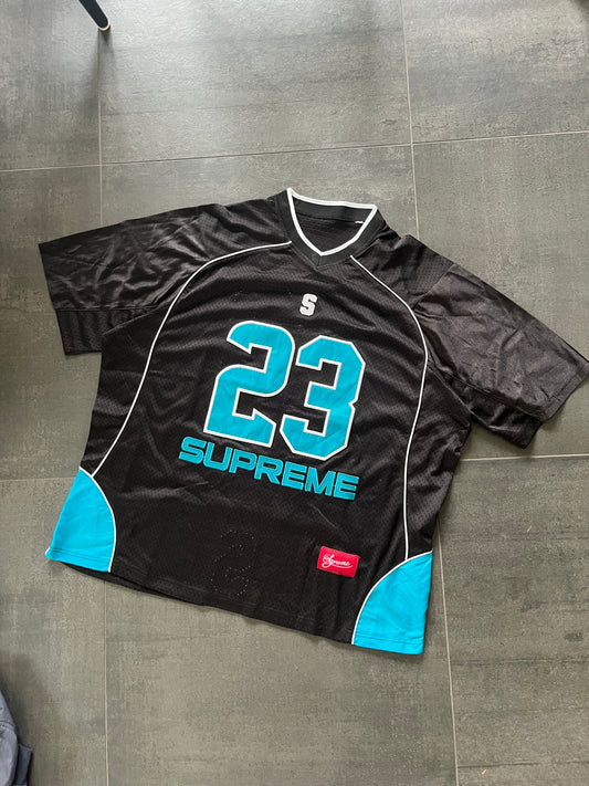 Supreme Perfect season Black and Blue football Jersey (Str L)